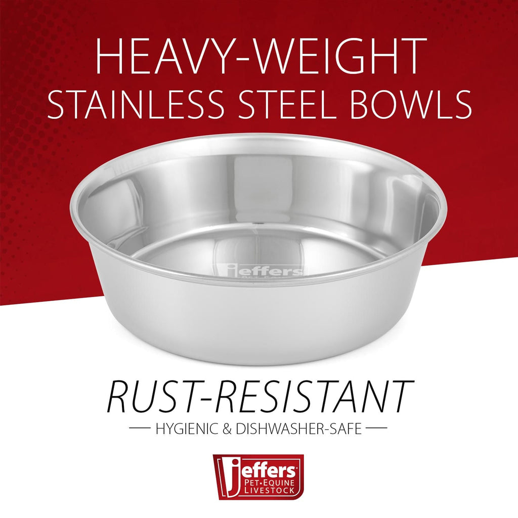 Jeffers Heavy Weight Stainless Steel Pet Bowls – Durable Pet Food & Water Dish, Chew-Resistant, Dishwasher Safe