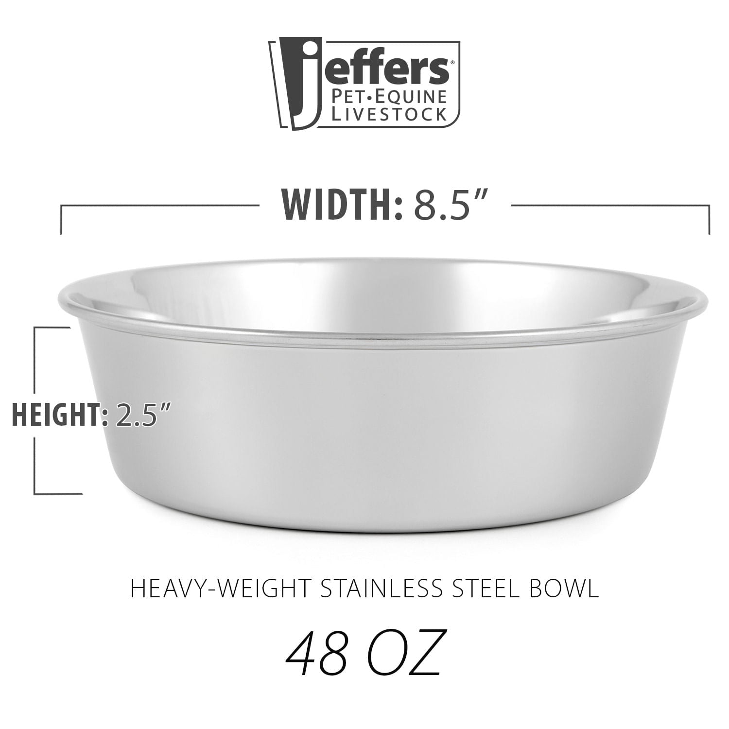 Jeffers Heavy Weight Stainless Steel Pet Bowls – Durable Pet Food & Water Dish, Chew-Resistant, Dishwasher Safe