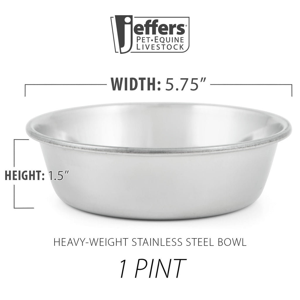 Jeffers Heavy Weight Stainless Steel Pet Bowls – Durable Pet Food & Water Dish, Chew-Resistant, Dishwasher Safe