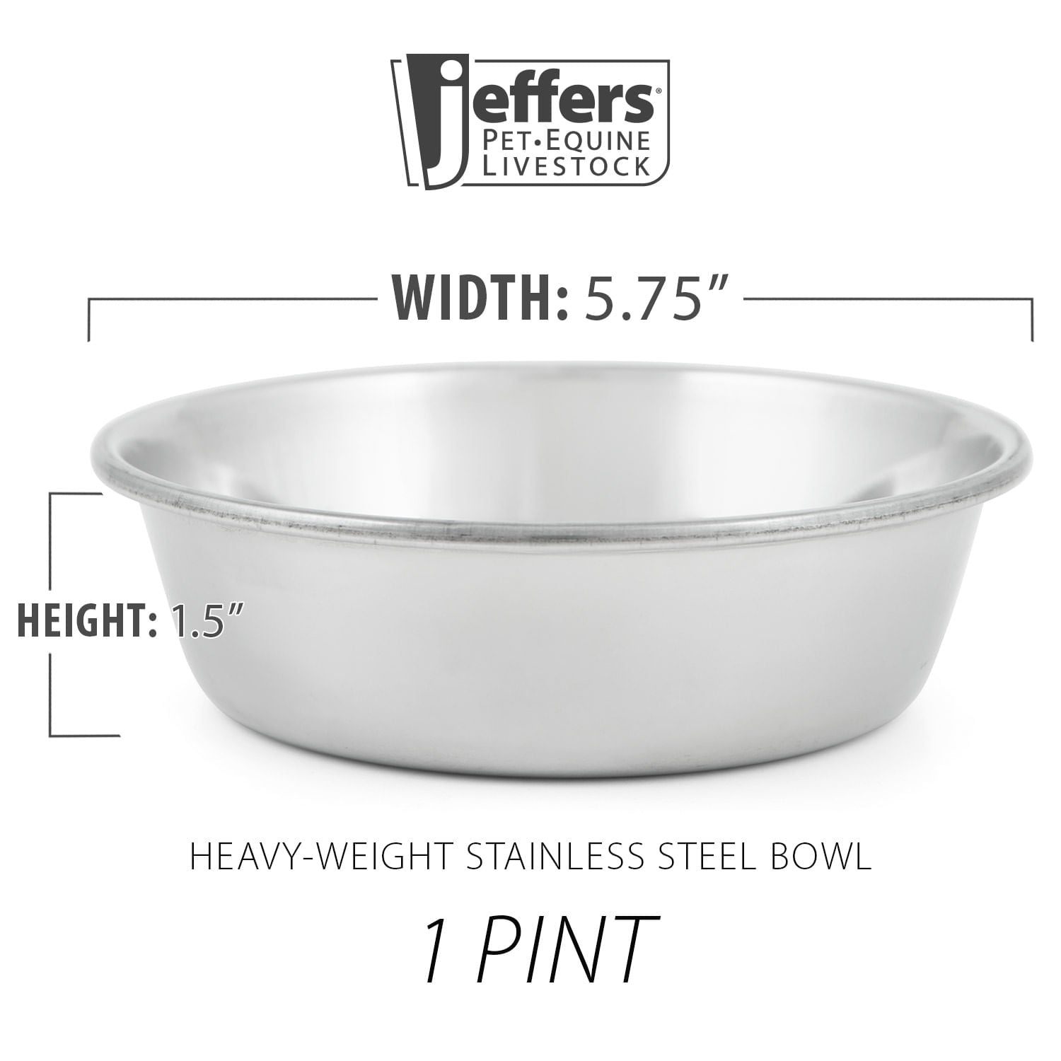 Jeffers Heavy Weight Stainless Steel Pet Bowls – Durable Pet Food & Water Dish, Chew-Resistant, Dishwasher Safe