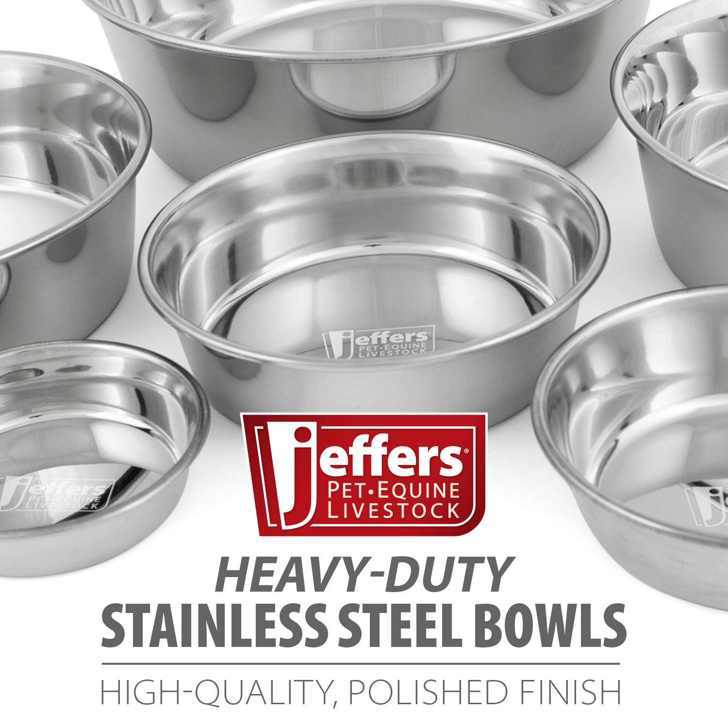Jeffers Heavy Weight Stainless Steel Pet Bowls – Durable Pet Food & Water Dish, Chew-Resistant, Dishwasher Safe