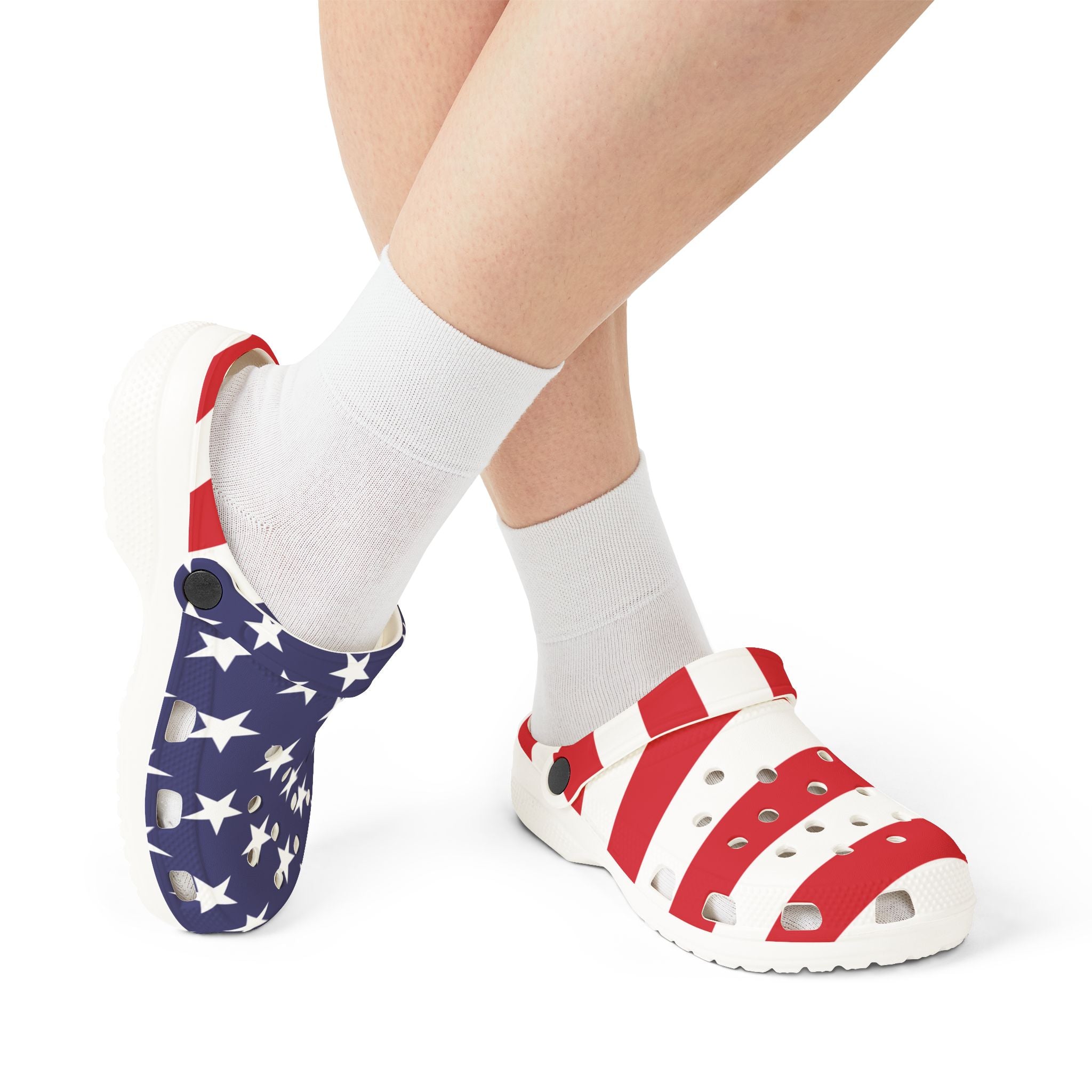 Crocolookalikes - Patriotic EVA Foam Rubber Shoes - Perfect for July 4th Celebrations