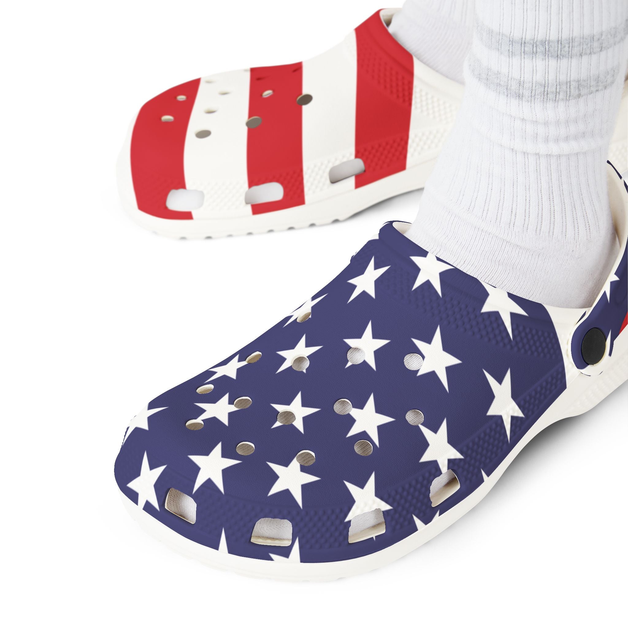 Crocolookalikes - Patriotic EVA Foam Rubber Shoes - Perfect for July 4th Celebrations