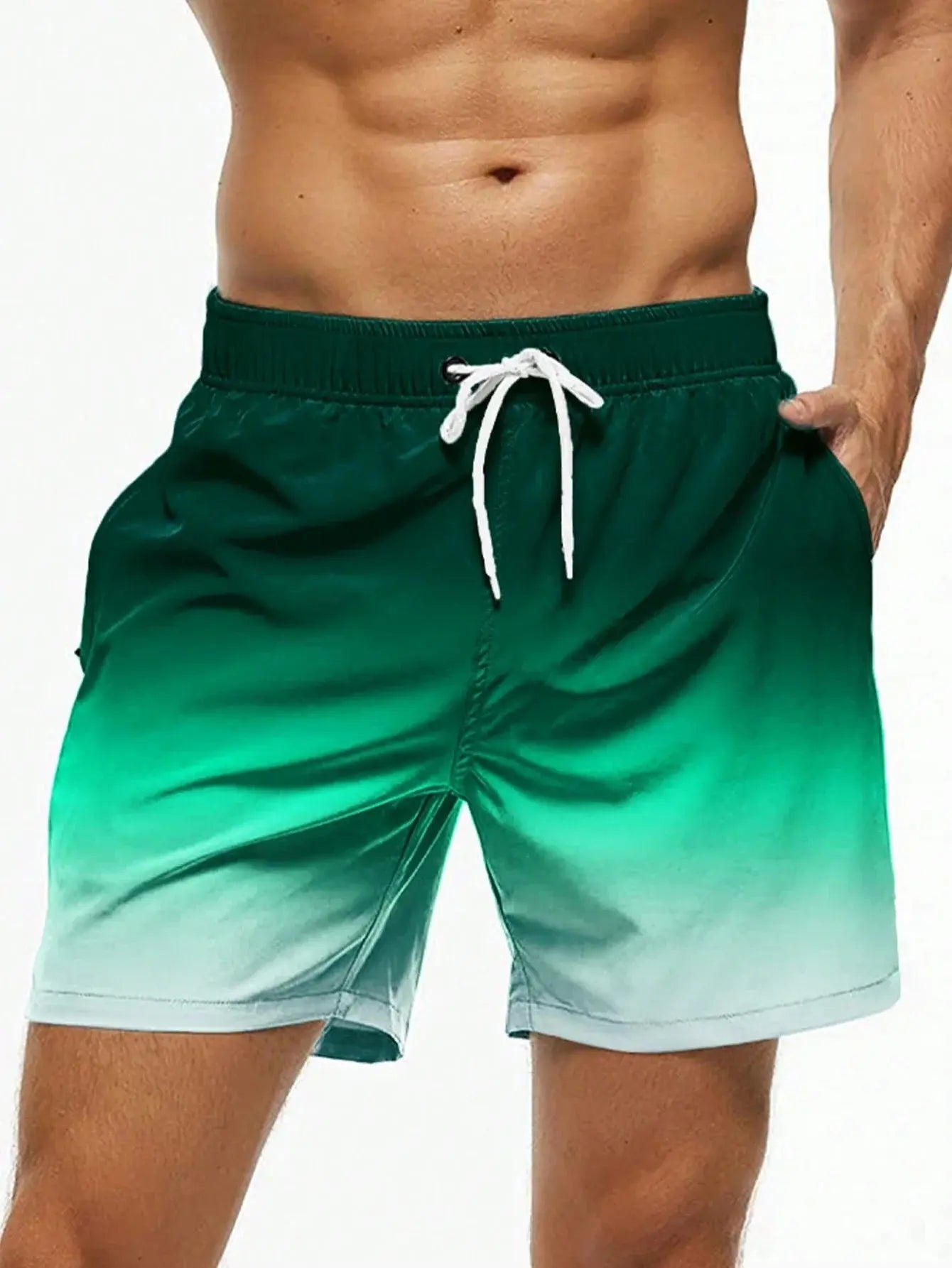 Men's Gradient Color Block Swim Trunks
