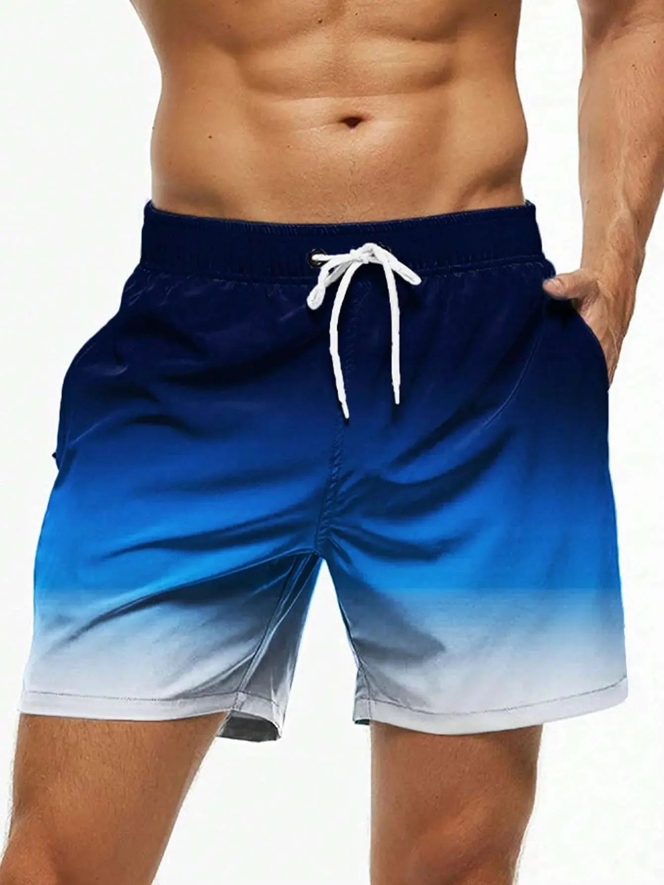 Men's Gradient Color Block Swim Trunks