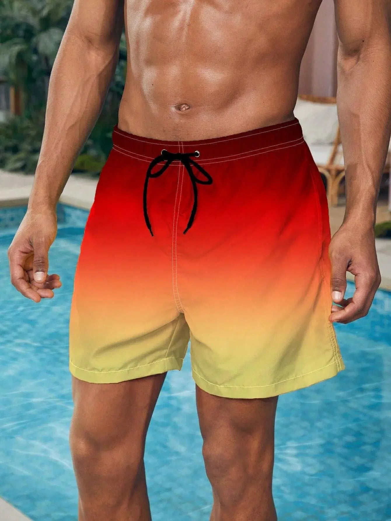 Men's Gradient Color Block Swim Trunks