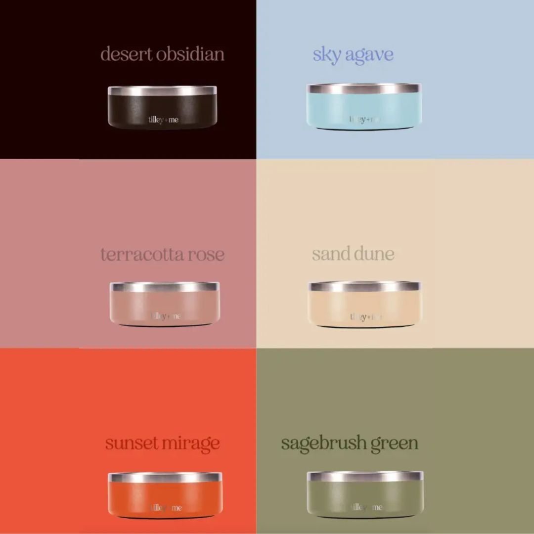 Tilley + Me Stainless Steel Pet Bowl – Non-Slip, Durable & Dishwasher Safe | 32oz and 64oz