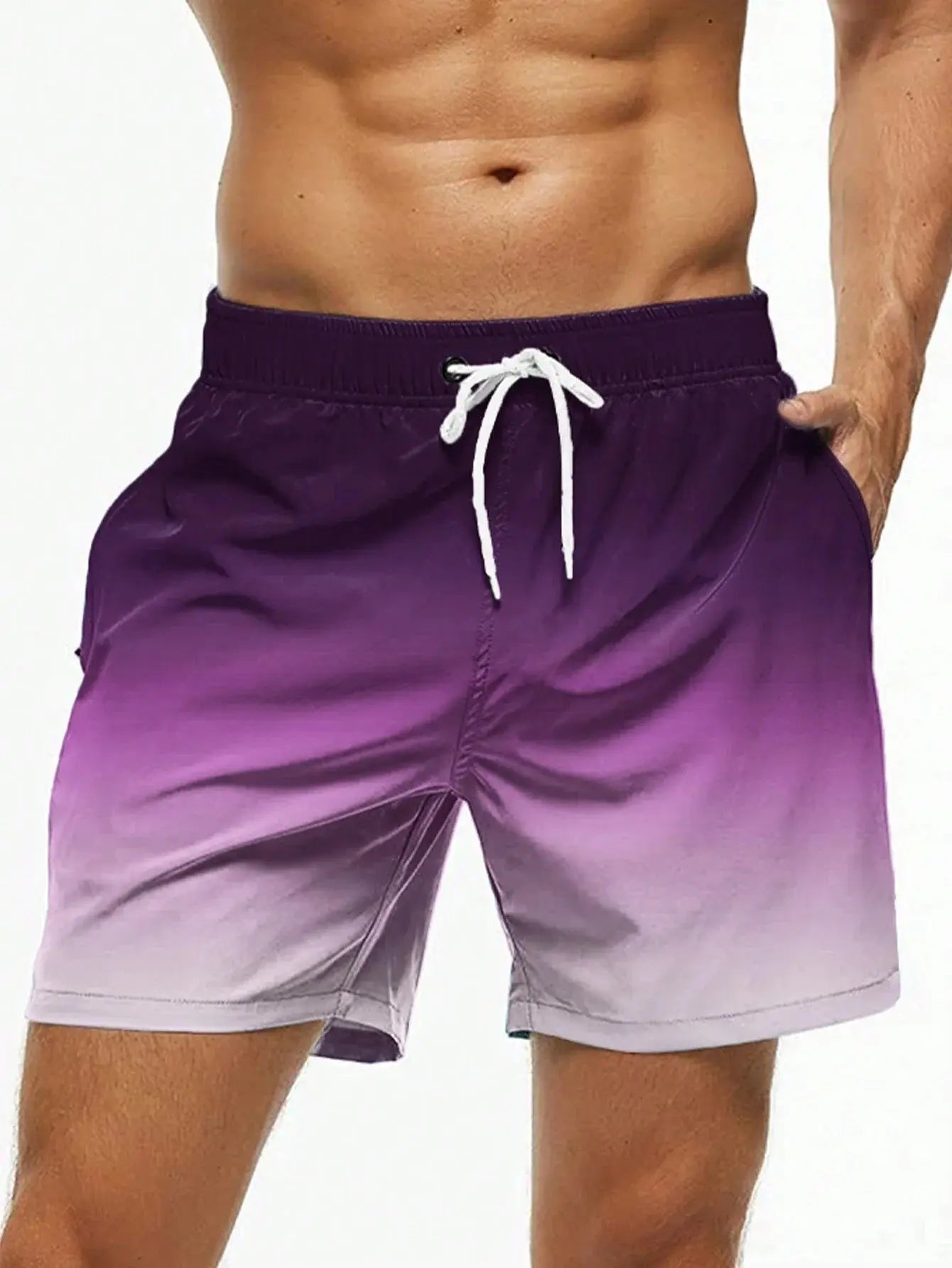 Men's Gradient Color Block Swim Trunks