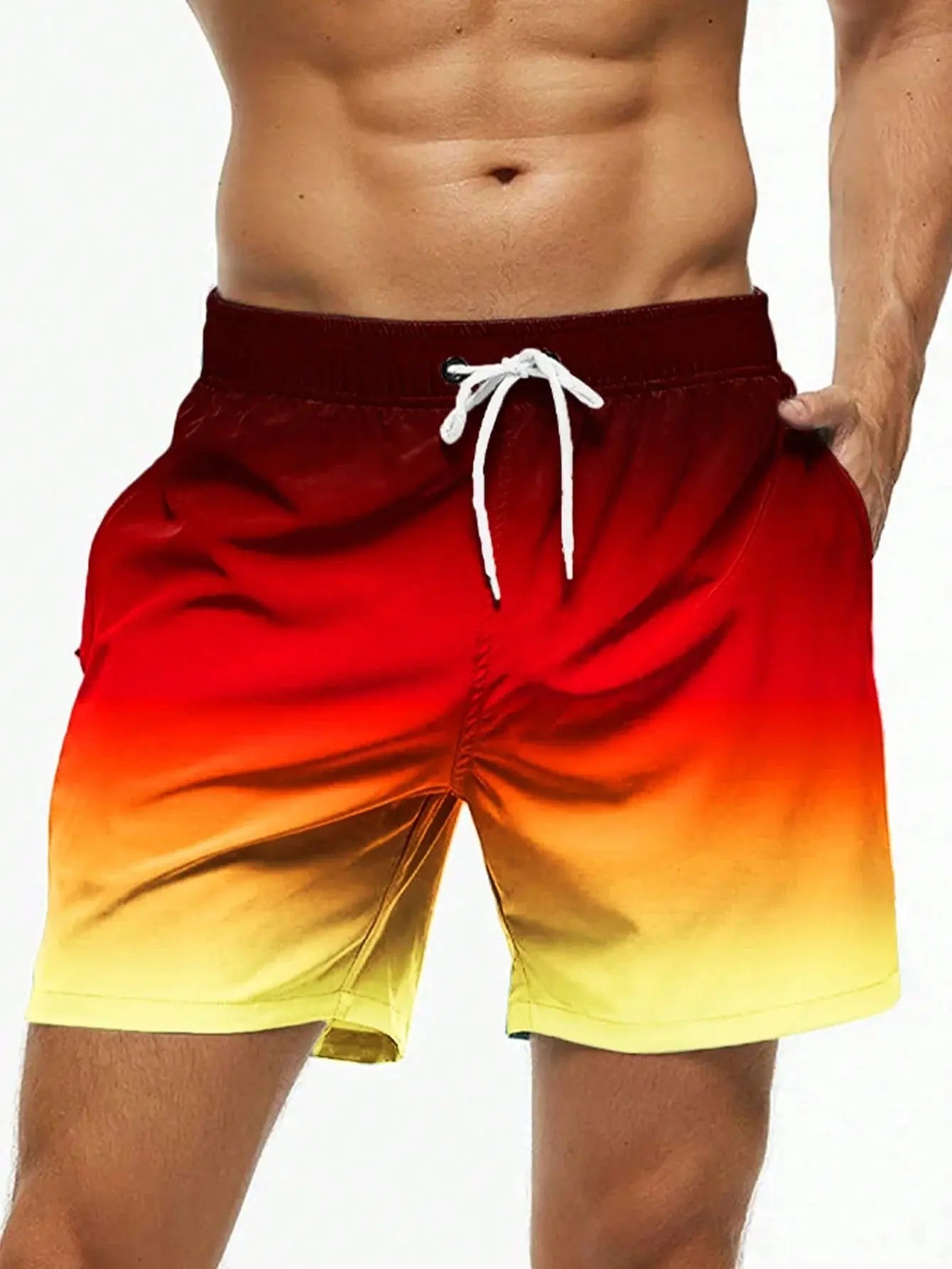 Men's Gradient Color Block Swim Trunks