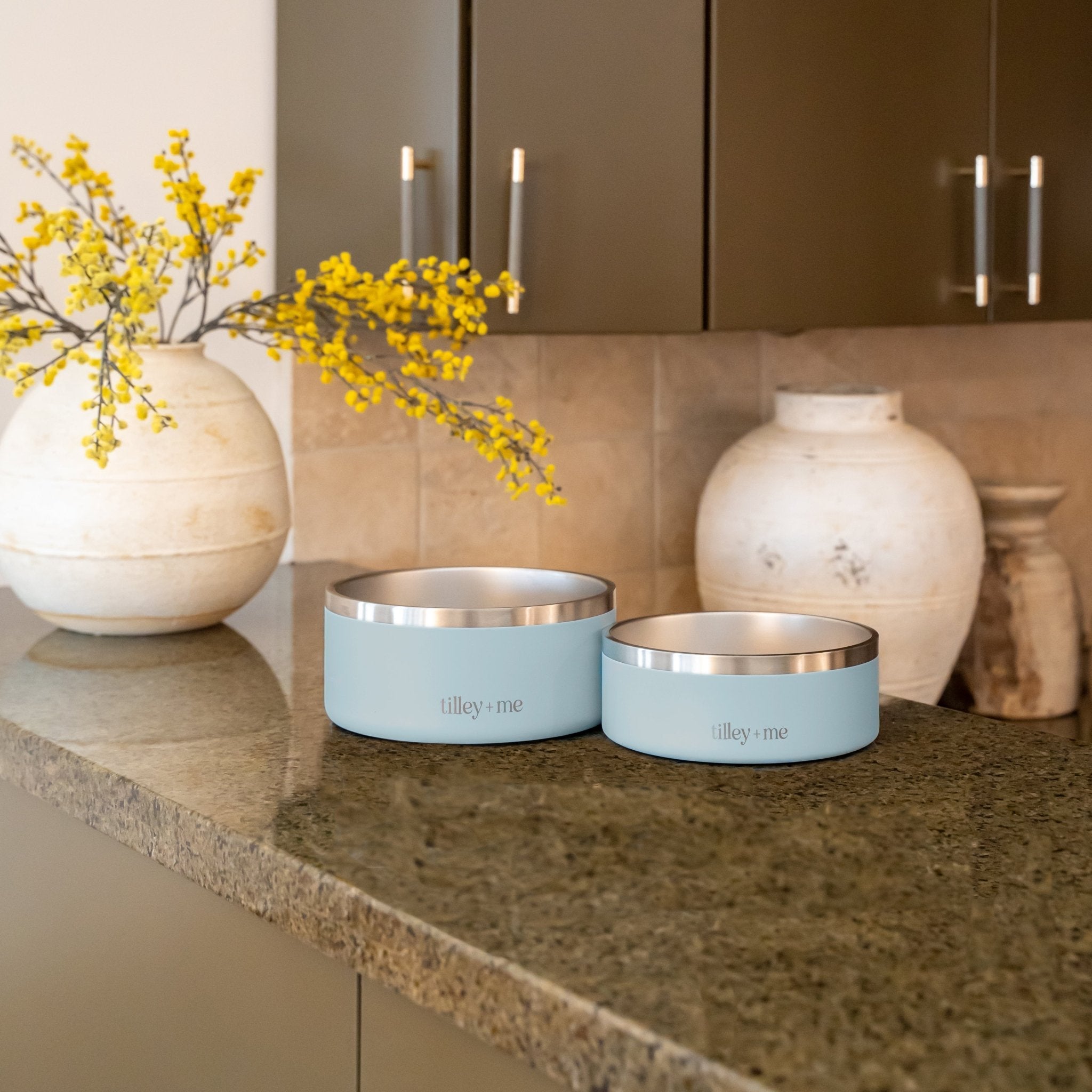 Tilley + Me Stainless Steel Pet Bowl – Non-Slip, Durable & Dishwasher Safe | 32oz and 64oz