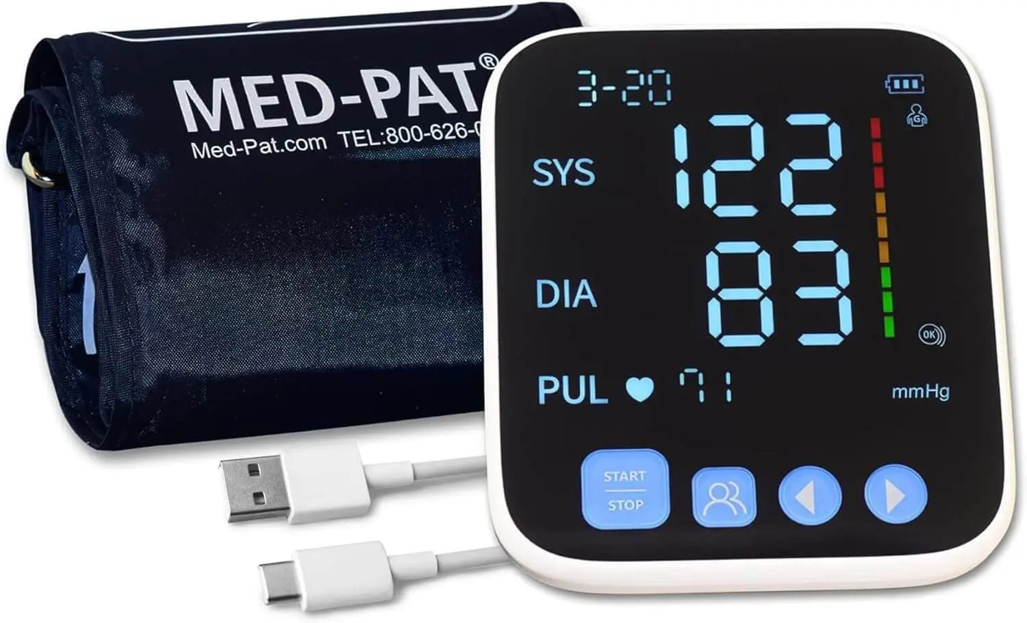 Med-Pat BP-S Arm Blood Pressure Monitor – FDA Cleared, Easy-to-Read Display & One-Touch Operation